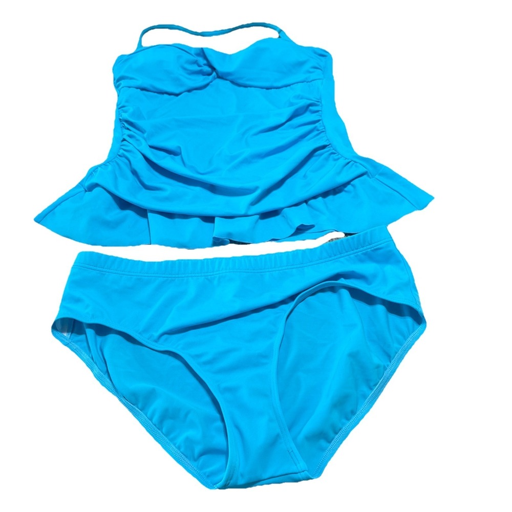 Always For Me Swim Suit 2 Pc 18W  Curvy You Blue